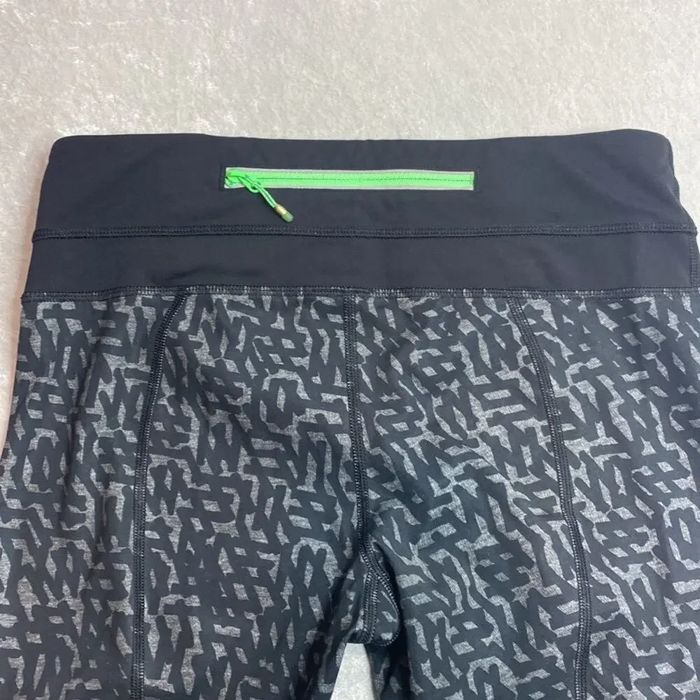 Lululemon Run Inspire High Rise Crop Black and Gray Pattern Size 6